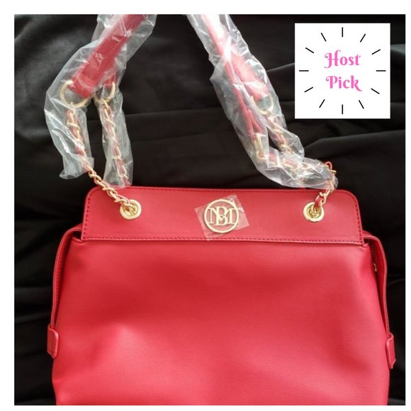 NWT - Badgley Mischka - Vegan Leather Red Purse Bag Tote - GREAT for Holidays! - Picture 14 of 14